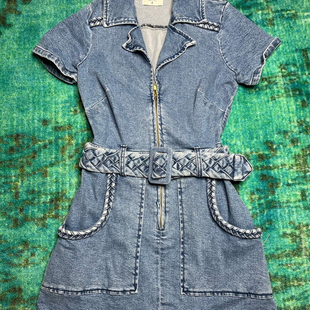 Show Me Your MuMu Outlaw Dress in Tide Classic Blue Denim Dress Size Small